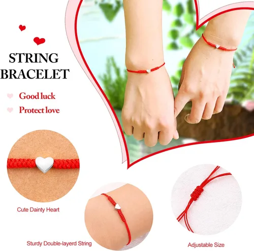 Miniatura 16 de Regalos para el día de la madre para mamá, hilo rojo, para madre e hija, juego de 2 pulseras de corazón a juego para mamá y yo, pulsera roja