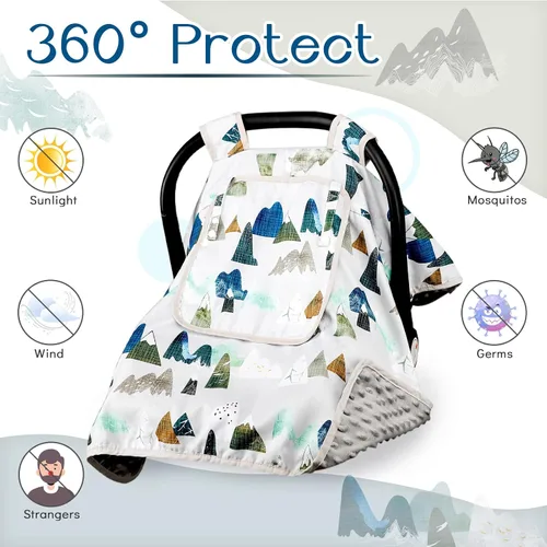 Miniatura 2 de Funda de asiento de coche para bebé, toldo para asiento de automóvil para niños, cubierta Minky acogedora y cálida, funda para portabebés