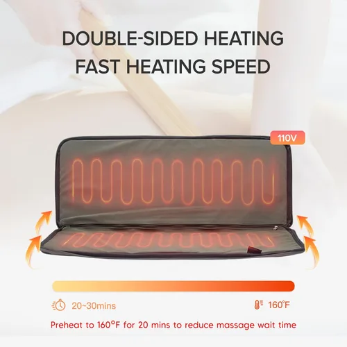 Miniatura 2 de Bolsa calentadora de masaje de bambú caliente con 8 varillas de bambú cálidas, calentador eléctrico profesional portátil para piedra, controlador