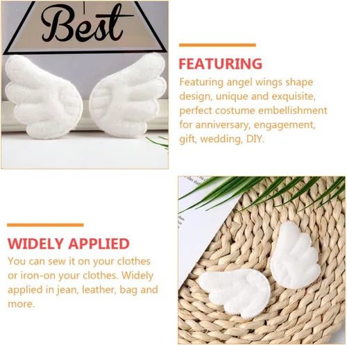 Miniatura 6 de Angel Wings Embroidered Sewing Patches White Fabric Appliques DIY Clothing Accessories for Socks Hats and Apparel, 15 Pairs Pack