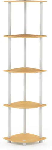 Miniatura 9 de Furinno Turn'n'Tube - Estantería esquinera de 3 niveles multi-propósito haya/blanco