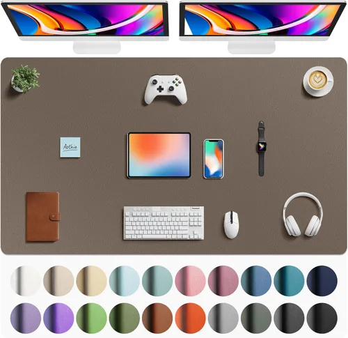 Miniatura 41 de Aothia - Protector de escritorio de cuero sintético, base para mouse, superficie antideslizante e impermeable para escribir y para laptop