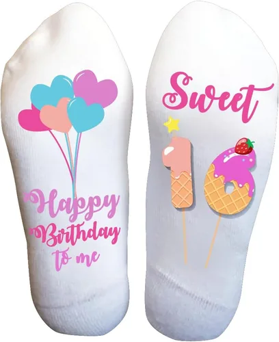 Miniatura 8 de Calcetines Divertidos Mis Quince para Niñas Adolescentes, Regalo de Quinceañera del 15º Cumpleaños, Recuerdo de Fiesta Personalizado