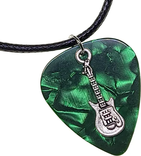 Miniatura 11 de Collar de púa de guitarra eléctrica y cadena de cordón de cuero vegano