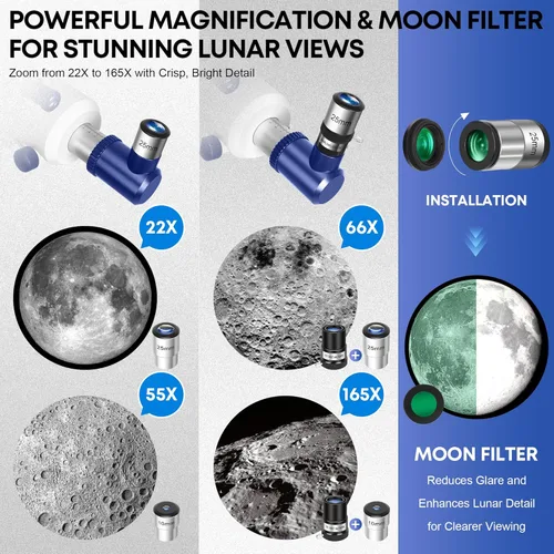 Miniatura 3 de Telescopio para adultos de alta potencia, apertura de 90 mm, telescopio refractor portátil de 550 mm para niños y principiantes de astronomía