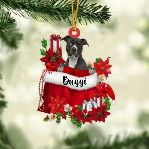 Miniatura 64 de Perro Akita Inu personalizado en bolsa de regalo, adorno de Navidad, nombre personalizado, regalo para amantes de los perros, familia, Navidad