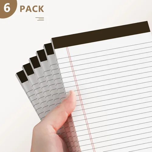 Miniatura 5 de Nichela Blocs de Notas de 5" x 8" Paquete de 6 Blocs Legales de Rayas Estrechas con Perforaciones 30 Hojas Blocs Pequeños para Escribir Papel