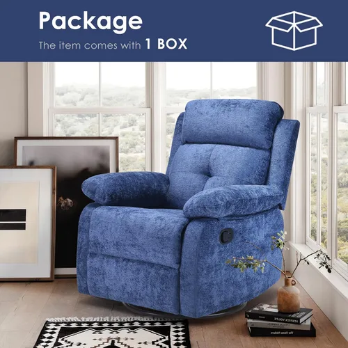 Miniatura 8 de Silla reclinable giratoria pequeña para adultos y mujeres, para espacios pequeños, dormitorio, sala de estar Azul