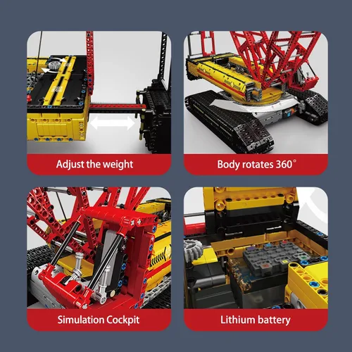 Miniatura 2 de Mould King 17015 Technology Crawler Crane Kit de bloque de construcción, grúa sobre orugas resistente con motores para adultos, 4318 piezas