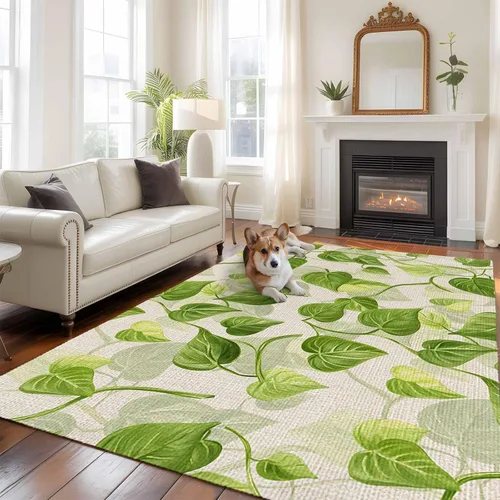 Miniatura 2 de 5x8 Area Rugs for Living Room, Spring Leaves Non-Slip Area Rugs for Living Room Bedroom Entryway, Abstract Retro Color Pastoral Plants Washable