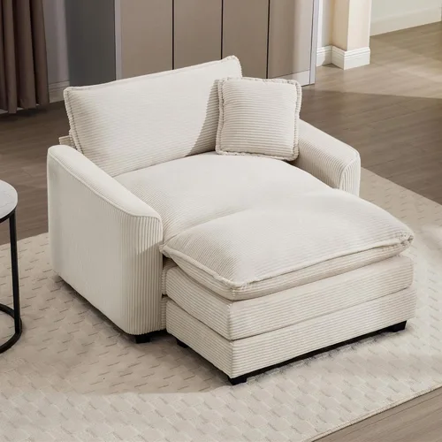 Miniatura 50 de Aoowow Sofá de dos plazas de pana, modernos sofás de nube de 2 plazas para sala de estar, sofás modulares de nube seccionales con asiento profundo
