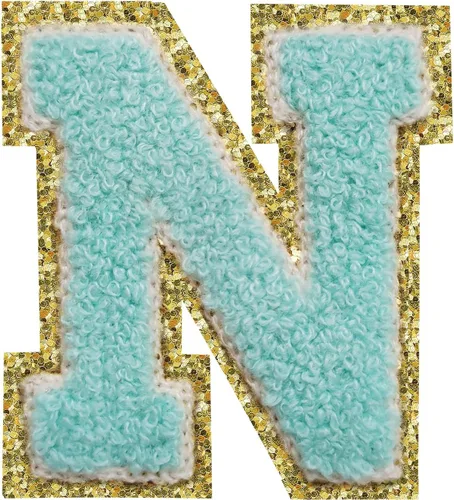 Miniatura 14 de SPRT - Parches de letras de chenilla universitaria con purpurina, parche de letras blancas para planchar con letras del alfabeto para disfraz