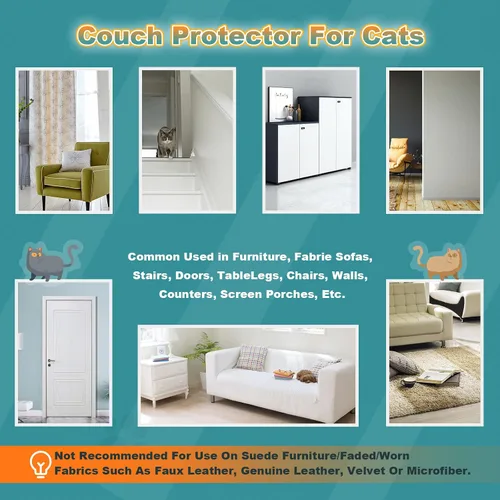 Miniatura 6 de Paquete de 20 cintas disuasorias para gatos, protector de muebles de arañazos para gatos, cinta adhesiva transparente de doble cara anti arañazos