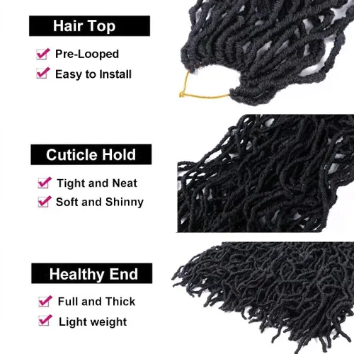 Miniatura 5 de 4 paquetes de rastas suaves de ganchillo de pelo sintético preenrollado, trenzas de ganchillo de diosa, rastas de cabello sintético para mujeres 1b