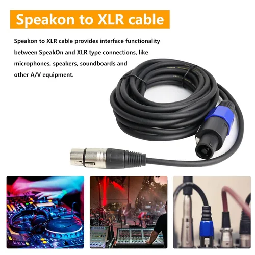 Miniatura 7 de HBU Paquete de 2 cables SpeakOn a XLR de 15 pies – 2 cables de extensión macho a 3 polos XLR hembra – 15 pies de cable de audio para escenario DJ