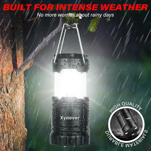 Miniatura 8 de Paquete de 4 linternas solares para campamento, LED recargables con batería USB/solar/AA, base magnética, gancho para colgar, plegable, impermeable