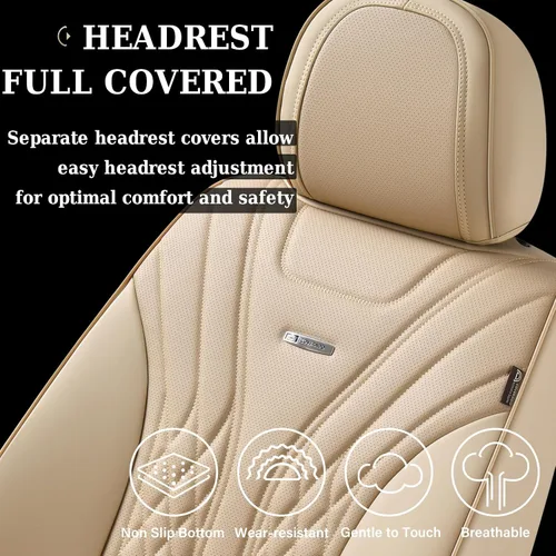 Miniatura 7 de Coverado - Juego completo de fundas de asiento delantero y trasero para automóvil, impermeable, piel de napa, protector, universal, para la mayoría