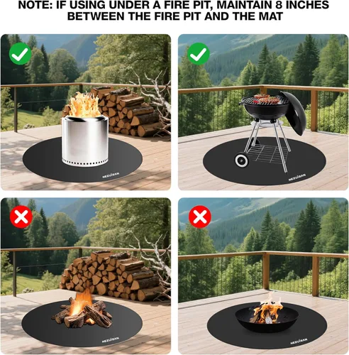 Miniatura 6 de Tapete para hoguera de 36 pulgadas para hoguera individual, 3 capas resistente al calor, resistente al calor, tapete para debajo de la parrilla