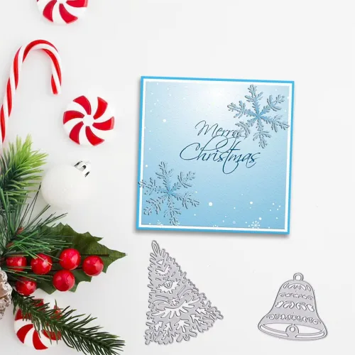 Miniatura 5 de Hying Troqueles de corte de árbol de Navidad para hacer tarjetas, troqueles de cascabel de Navidad, plantillas de copos de nieve para vacaciones