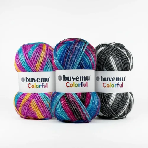 Miniatura 4 de Colorful Self-Striping Multicolor Fuzzy with Subtle Sheen Yarn, 56% Polyester 44% Acrylic, Each 3.53Oz(100gr) / 252yds(230m) (No.1) (Zebra)