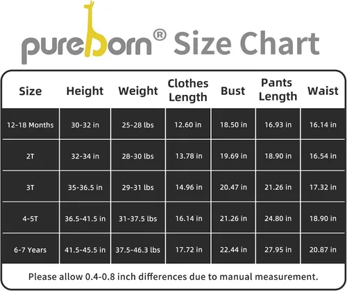 Miniatura 6 de pureborn Conjunto de pijama para bebé, ropa de dormir de algodón de manga larga ajustada para niños y niñas, 2 piezas, 18M-7Y