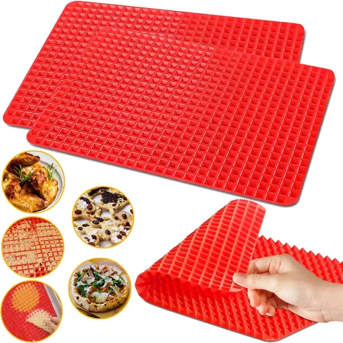 Alfombrilla de silicona para hornear, hojas de pirámide, bandeja de cocción de 16 x 11 pulgadas, paquete de 2 unidades, color rojo, la mejor
