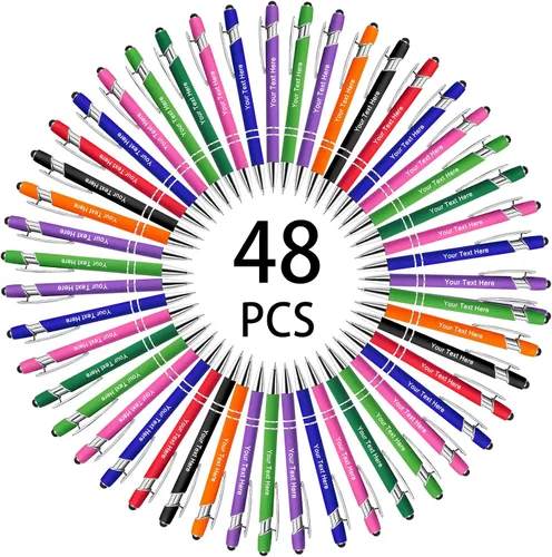 Miniatura 45 de Hasta 500 bolígrafos personalizados a granel, bolígrafo grabado personalizado con punta de lápiz capacitivo, carcasa multicolor retráctil, bolígrafo