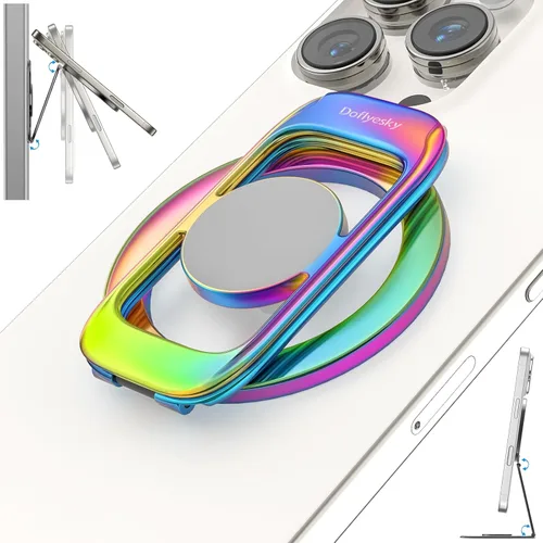 Miniatura 12 de Doflyesky para soporte magnético de teléfono MagSafe [Actualización de imanes de doble bisagra lateral] Compatible con anillo MagSafe para gimnasio