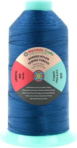 Miniatura 383 de Mandala Crafts - Hilo de nailon para coser cuero, tapicería, mezclilla y para trenzar el pelo; resistente, 1500 yardas, tamaño 69 T70 Marrón