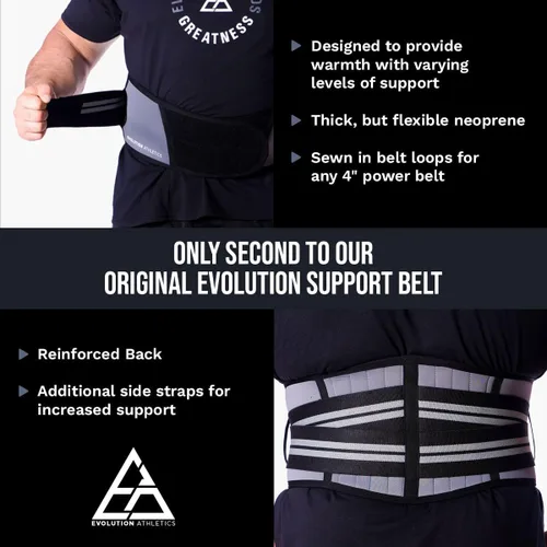 Miniatura 3 de Evolution Athletics - Cinturón deportivo para levantamiento de pesas para entrenamiento de fuerza, levantamiento de pesas o peso muerto
