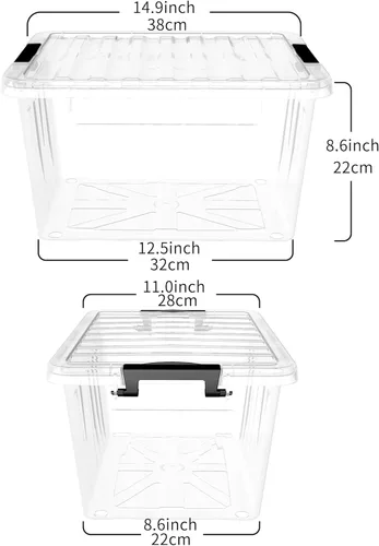 Miniatura 3 de Cetomo Contenedor de almacenamiento con tapa, caja de almacenamiento apilable con tapa y cierre a presión, contenedor de plástico transparente