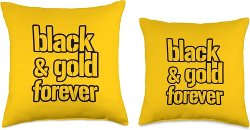 Miniatura 3 de Black and Gold Burgh Merch by Old Tortuga Black & Gold Forever Throw Pillow, 16x16, Multicolor