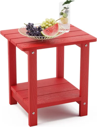 Miniatura 15 de LUE BONA - Mesa auxiliar de exterior Adirondack, mesa auxiliar de patio de 2 niveles Aruba Blue HDPS, mesa auxiliar resistente a la intemperie, mesa