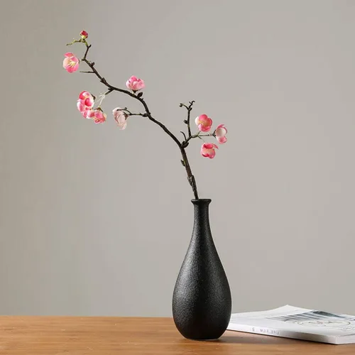 Miniatura 8 de ARTIBETTER Jarrón de cerámica negro de 7.87 x 3.34 pulgadas, simple jarrón decorativo para el hogar, oficina, escritorio, arreglos florales