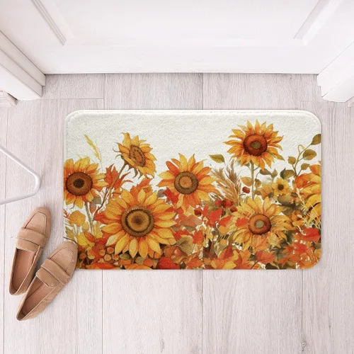 Miniatura 8 de Erosebridal Thanksgiving Turkey Bathroom Rugs - Fall Leaves Pumpkin Bath Mat for Kids Adults, Vintage Autumn Harvest Door Mat 16 x 24 Inch Rustic