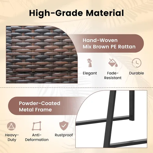 Miniatura 5 de Tangkula Juego de muebles de patio de 3 piezas, moderno y resistente para todo tipo de clima, sillas de mimbre y mesa auxiliar, adecuado para porche
