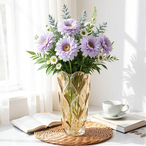 Florero de cristal ámbar grueso para ramo, florero de vidrio bohemio pesado de 9.5 pulgadas de alto para flores, centros de mesa, mesa de comedor,