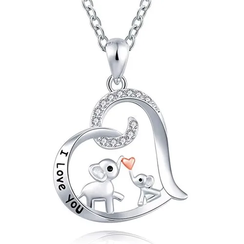 Regalo de aniversario de Navidad para novia, esposa, collar con texto en inglés "I Love You Forever" para mujeres, amantes de los elefantes, regalos