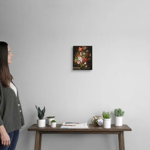 Miniatura 2 de CANVAS ON DEMAND Naturaleza muerta de rosas, lirios, tulipanes y otras flores en un jarrón de cristal, lienzo impreso para pared, por Rachel