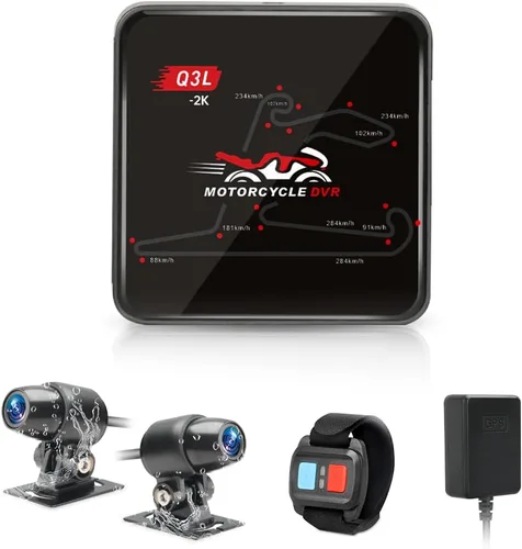 Miniatura 11 de VSYSTO Cámara WiFi para salpicadero de motocicleta, 2 canales, lente gran angular de 130°, visión nocturna frontal y trasera HD 1080P, sistema DVR