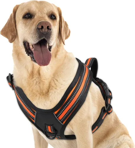 Miniatura 7 de Arnés para perro sin tirones, sin estrangulamiento, arnés para mascotas, ajustable, suave, acolchado, con asa de fácil control y tiras reflectantes