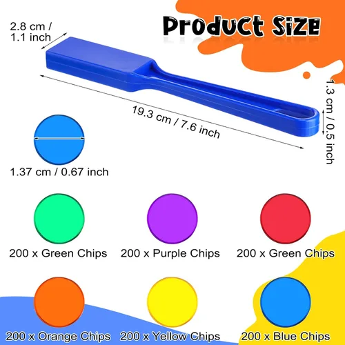 Miniatura 2 de Yunsailing Varita magnética de bingo con fichas, 606 unidades, 6 colores, varita magnética de chip de metal para aula, juego familiar, juego