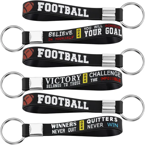 Junkin 24 piezas de regalos de fiesta de fútbol de silicona llaveros de regalo de noche para adultos mayores, accesorios de fiesta