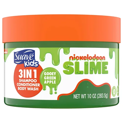 Suave Champú para niños, acondicionador, gel de baño 3 en 1 para facilitar la limpieza de manzana verde pegajosa, sin desgarros, 10 onzas