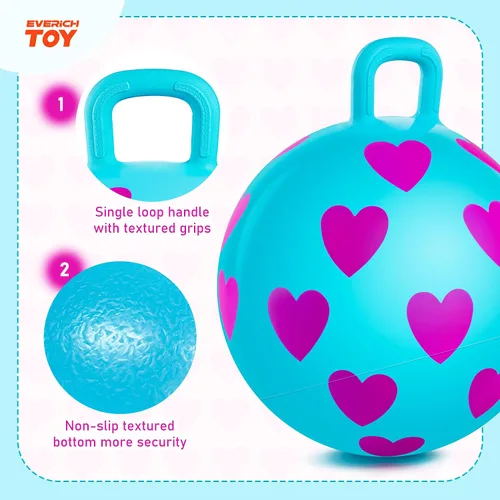 Miniatura 5 de Bola de tolva, bola hinchable de 15 pulgadas con asa, corazón rosa, juguetes para niñas, divertido juego activo en interiores, juguetes inflables