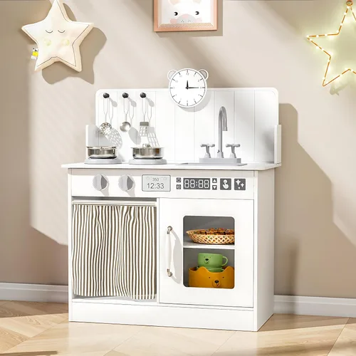 Miniatura 8 de MAMIZO Cocina de Juguete para Niños Pequeños, Set de Cocina de Juguete de Madera para Niños con Almacenamiento Inteligente, Máxima Interactividad