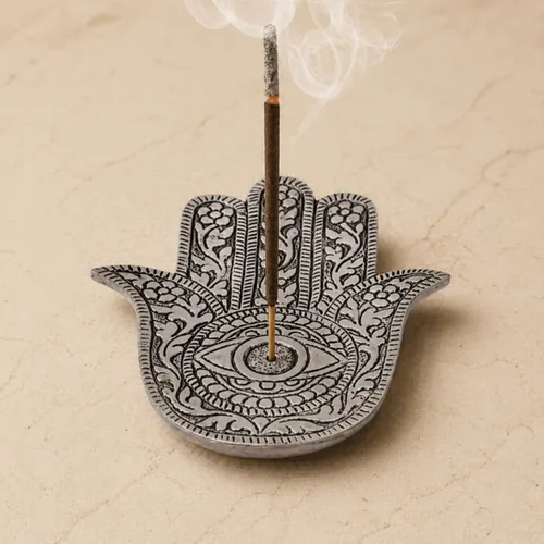 Miniatura 10 de LOVENSPIRE Om - Soporte para incienso de aluminio plateado Agarbatti Dhoop para cenizas, Dhoop Dan, soporte de incienso sin desorden bandeja cónica