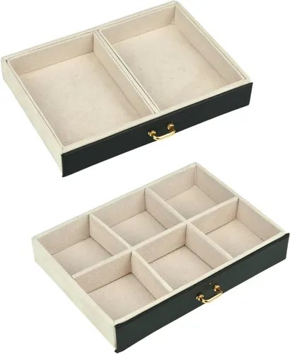 Miniatura 8 de Caja de joyas de piel Goldwheat con cerradura y espejo. Excelente regalo para mujeres., Cuero sintético, Negro, M