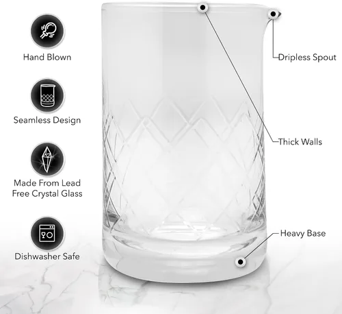 Miniatura 2 de The Art of Craft Kit profesional de barman para bebidas agitadas: vidrio mezclador de cristal, jigger japonés, colador Julep y cuchara de bar
