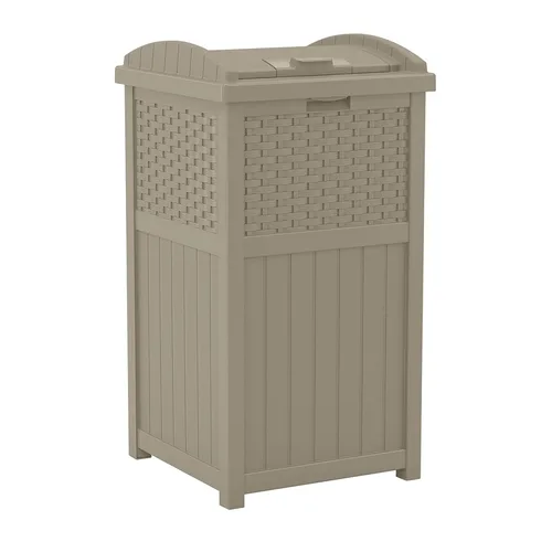 Miniatura 11 de Suncast Cubo de basura comercial para exteriores de 33 galones con escondite con tapa para bolsas de basura de 30 a 33 galones para garaje, patio